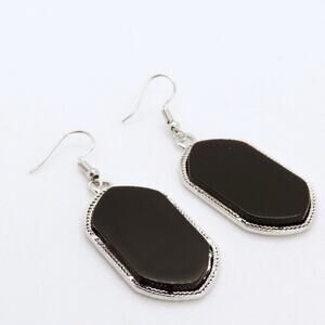 Express Black Stone Drop Caged Earrings